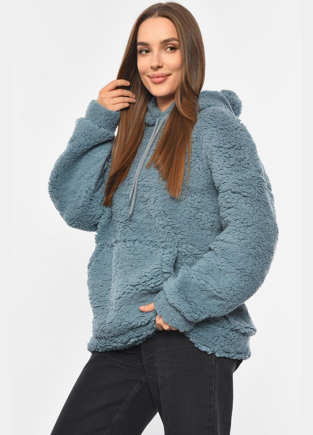 Худі жіноче тедді блакитного кольору Let's Shop (304609892)