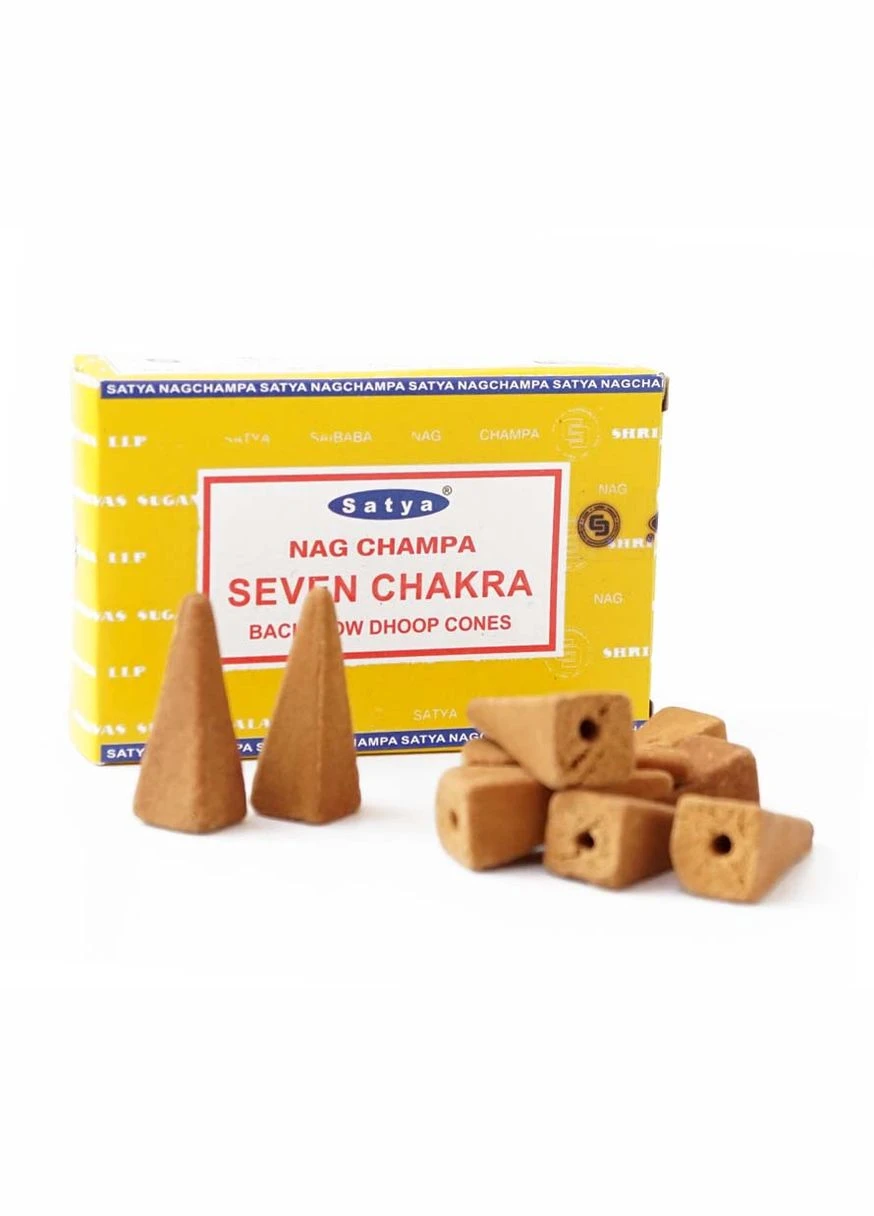 Ароматичні конуси Сім чакр Satya Back Flow cones SEVEN CHAKRA No Brand (397100527)