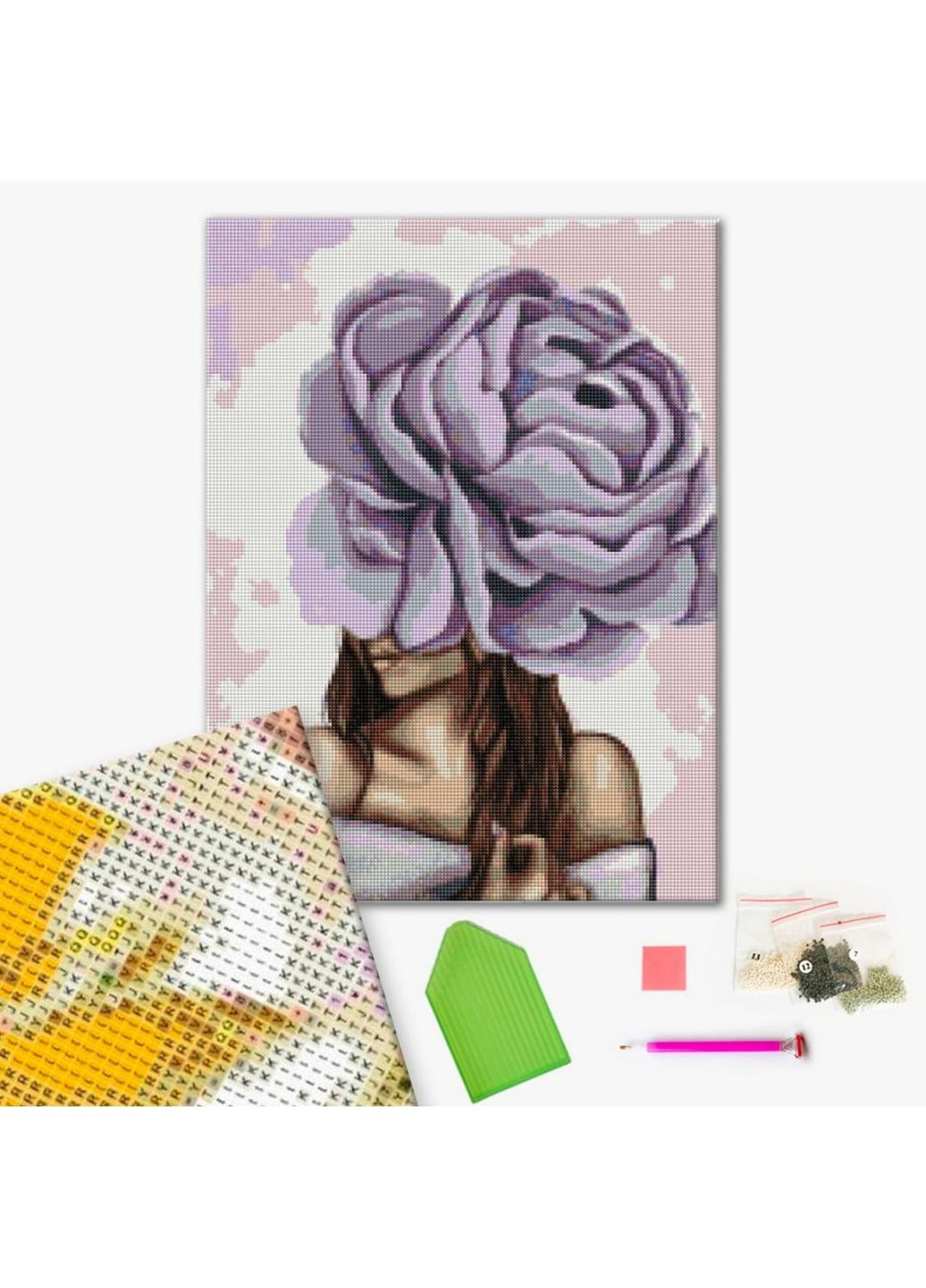 Алмазная мозаика "Дама с фиолетовым пионом" 50х40 см Brushme (279325912)