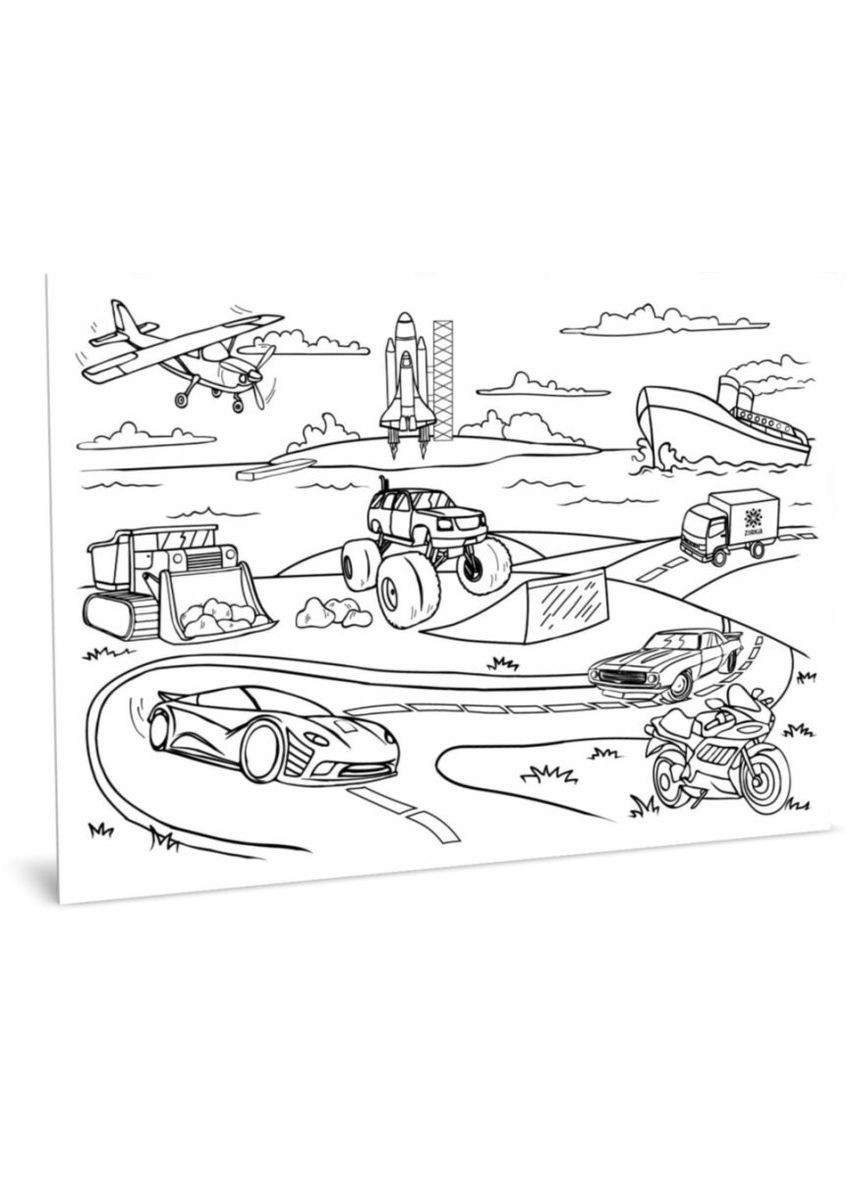 Коврик изучай-рисуй-стирай "Транспорт" ZIRKA 141239 А3 Зірка (369172132)