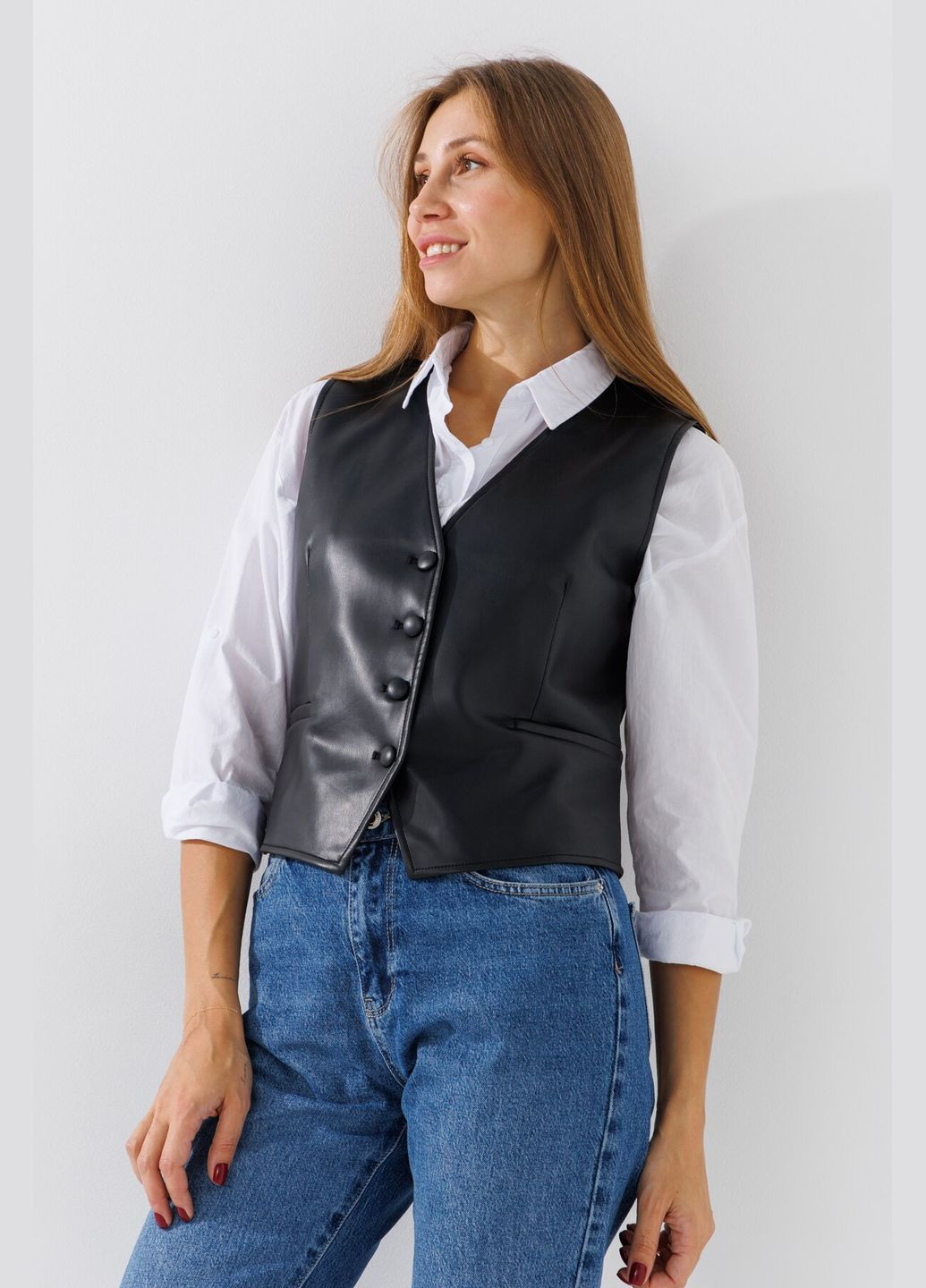 Жилет однотонный женский 5088 Черный shop (2000990825711) Karol (315961044)