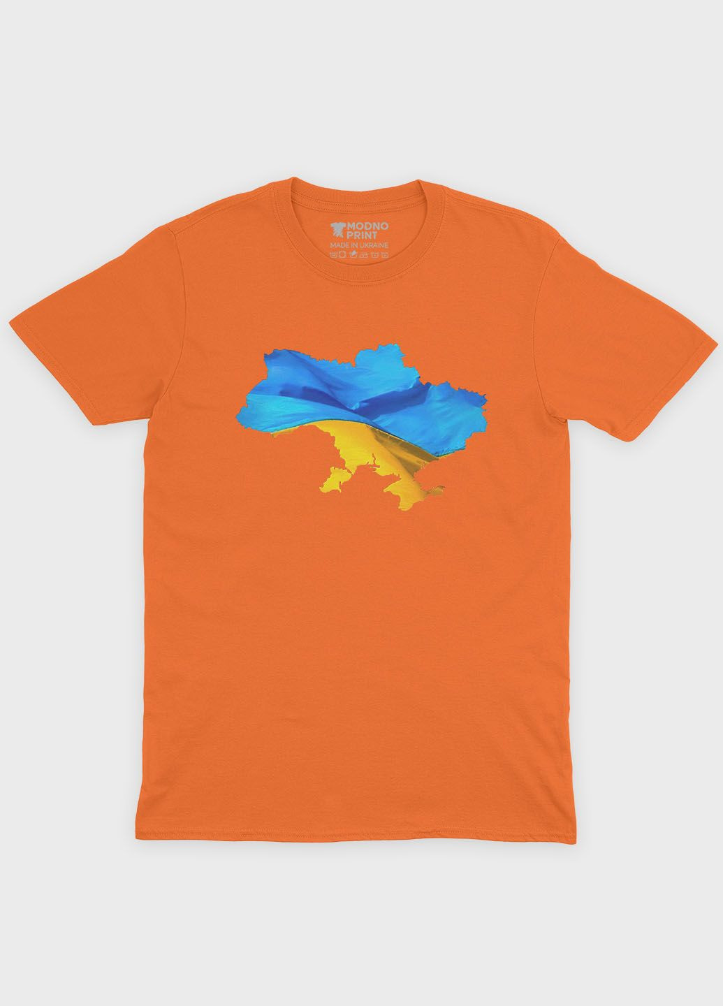 Оранжевая мужская футболка с патриотическим принтом карта украины (ts001-1-ora-005-1-004) Modno