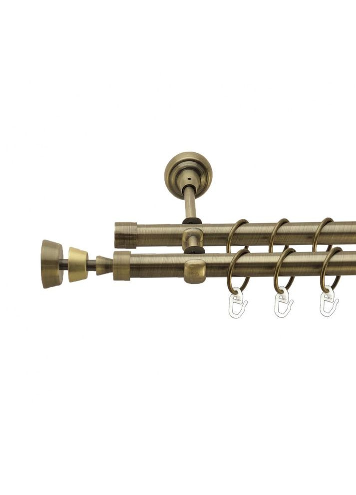 Карниз Пирамиса металлический двухрядный открытый гладкая труба Антик 19\19 мм 160 см (4016442) ORVIT (300843350)