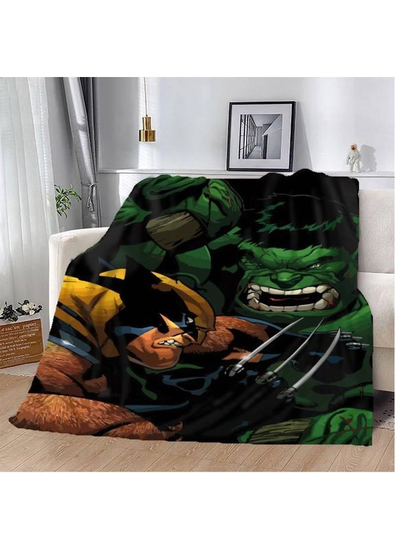 Плед Росомаха против Халка качественное покрывало с 3D-изображением размер 160х200 Україна ТД (369658584)