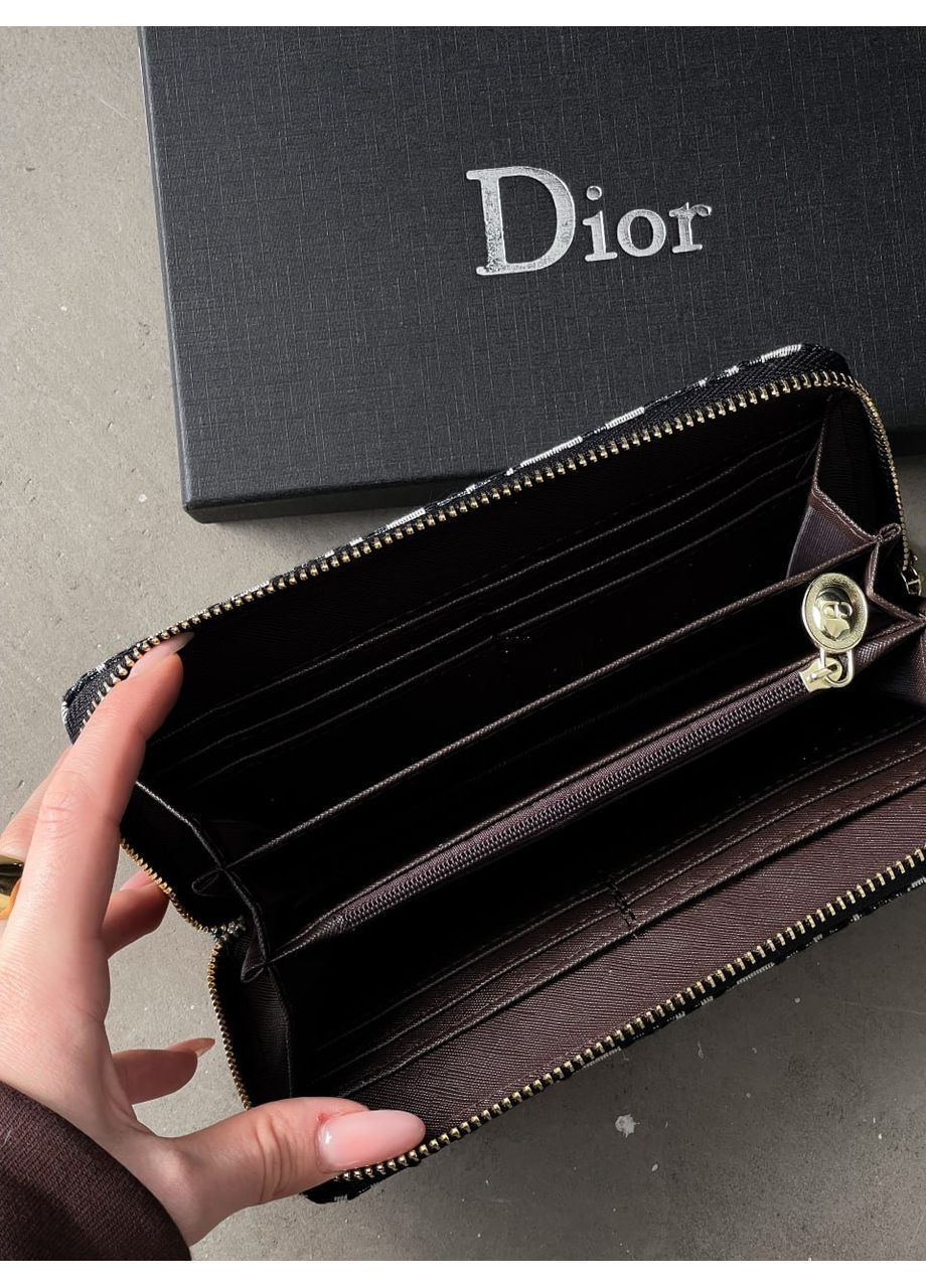 Гаманець Dior великий напис текстиль сірий No Brand (366216868)