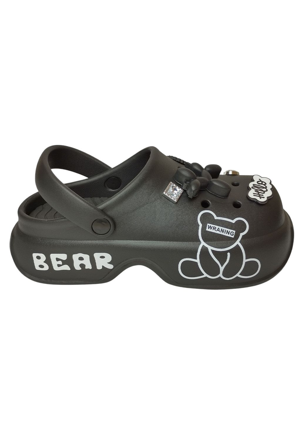 Кроксы женские с джибитсами на платформе Черный No Brand (322415659)