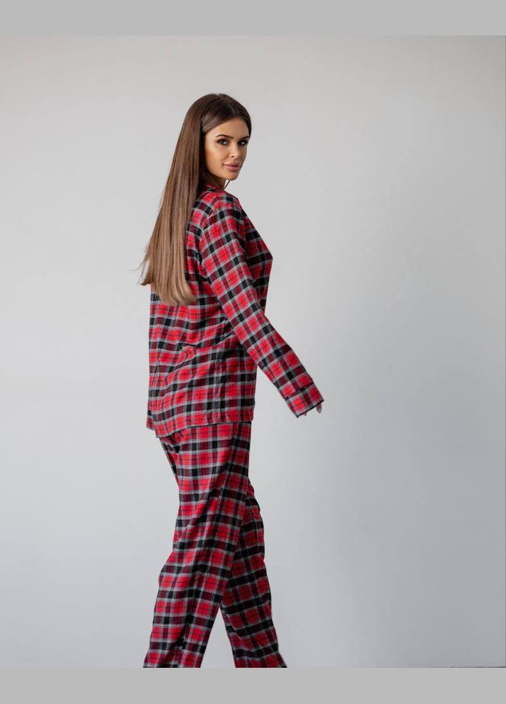 Красная женская пижама на байке цвет красно/черный р.l 448959 New Trend