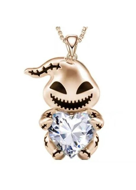 Ланцюжок з кулоном золотий Привид із серцем білий камінь фіаніт Fashion Jewelry (285110866)