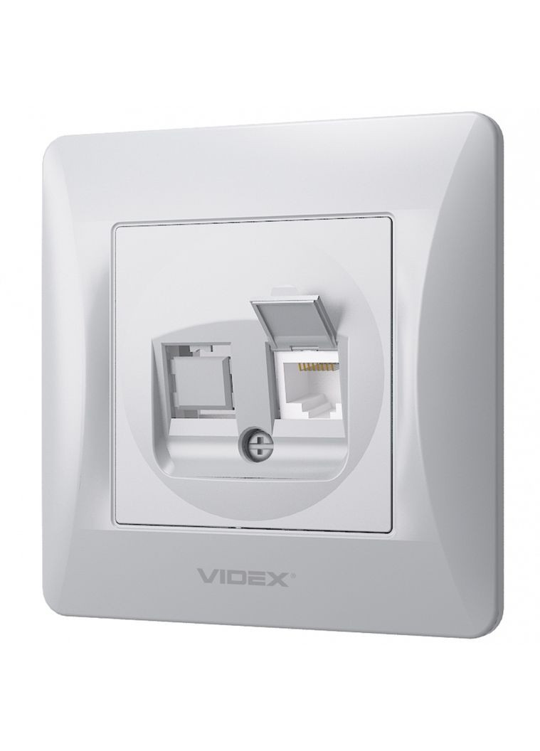Одинарна комп'ютерна розетка CAT6 BINERA VF-BNSK1PC6-SS срібляста Videx (282313699)