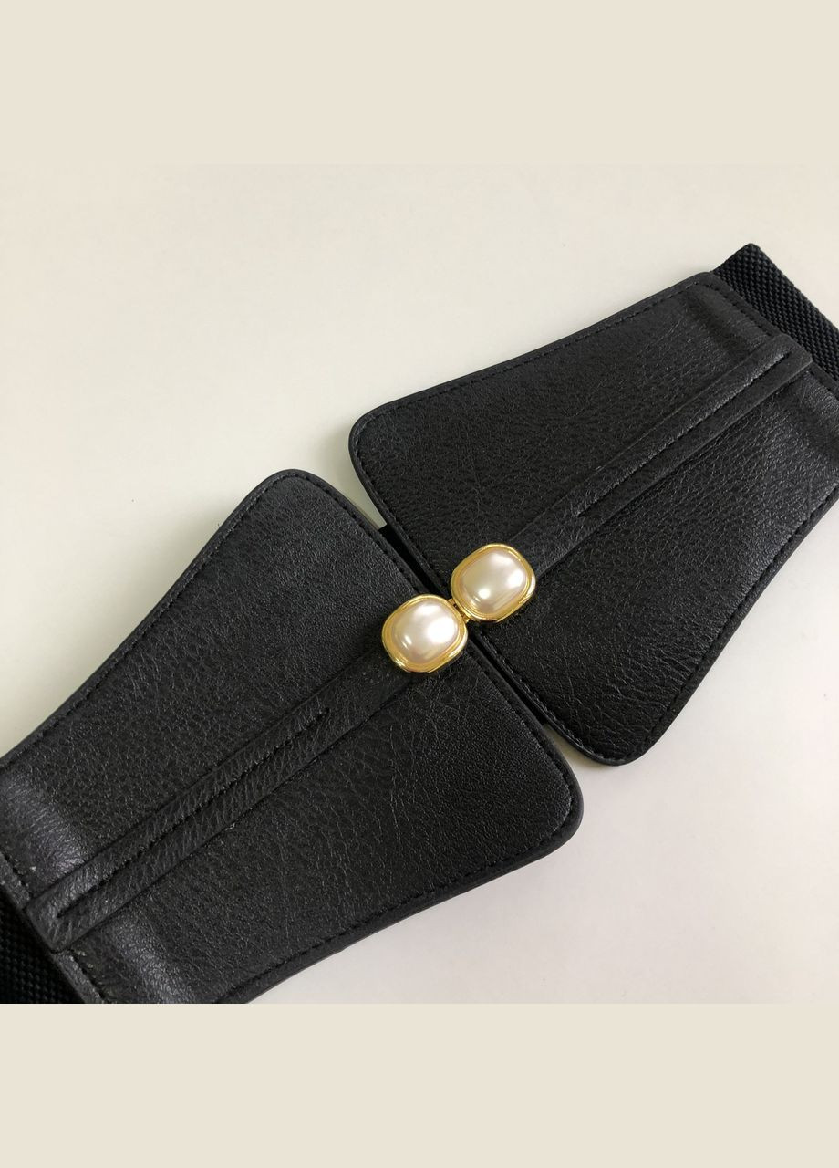 Широкий пояс с жемчужинами ремень ремешок One Size черный (16-8) No Brand (308999903)