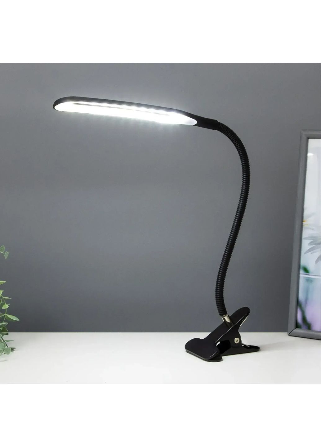 Настольная LED лампа на прищепке, от USB, Berger 1043-TL-10 Black / Светодиодная лампа с гибкой ножкой Esonstyle (363833217)