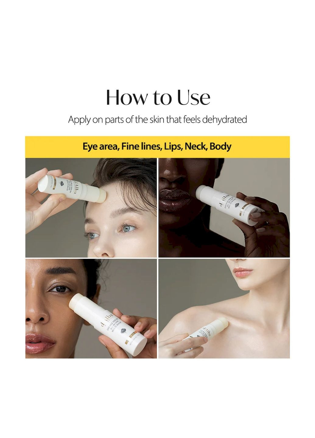 Стік DOUBLE SERUM ALL IN ONE MULTI BALM мультифункціональний антивіковий, 10 г D'ALBA (254792194)