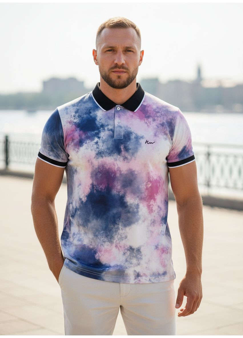 Розовая футболка-поло для мужчин Mtp с абстрактным узором