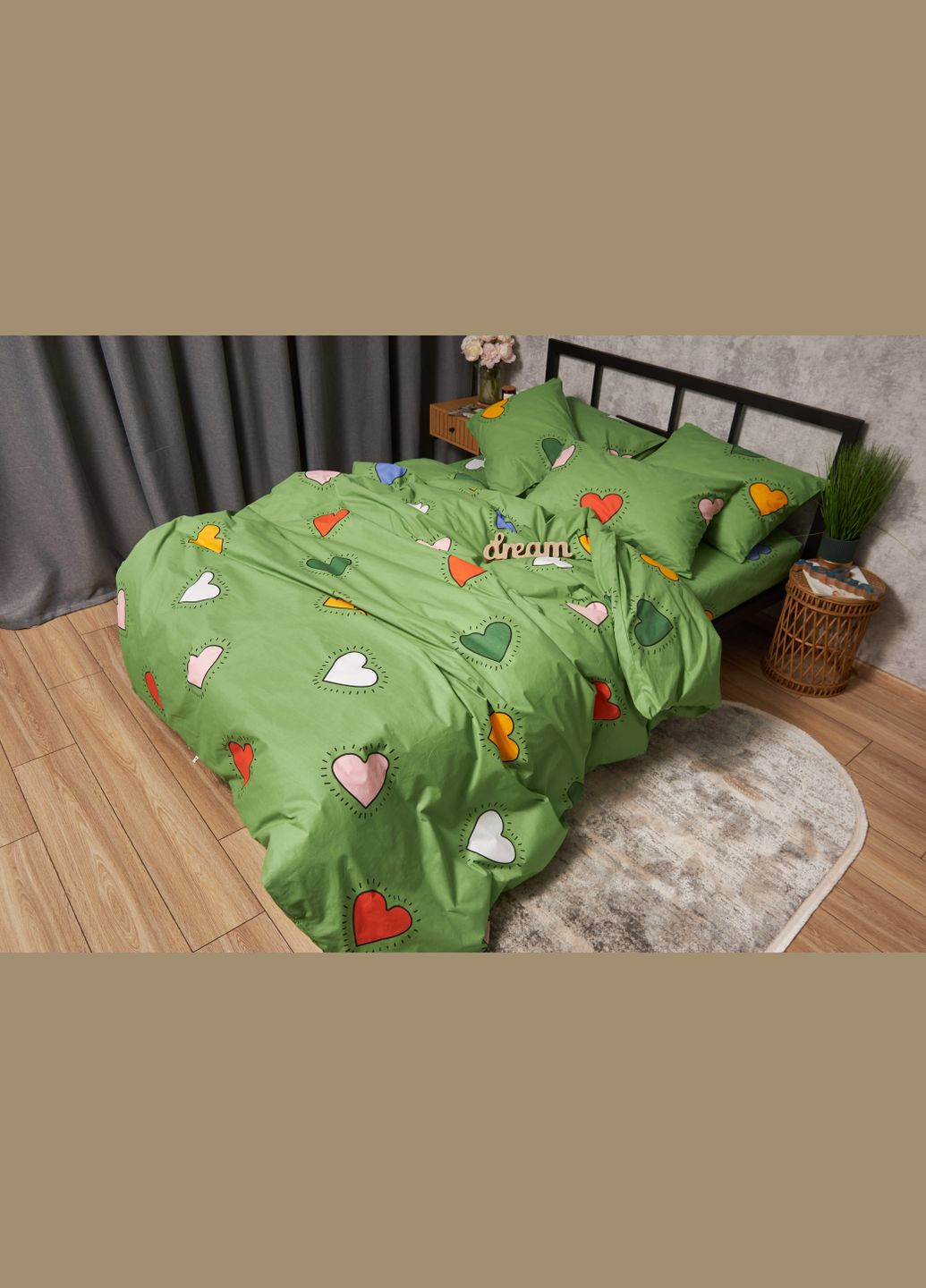 Комплект постільної білизни Бязь Gold Люкс «» євро 200х220 наволочки 2х40х60 (MS-820005365) Moon&Star Rainbow Hearts (296909956)