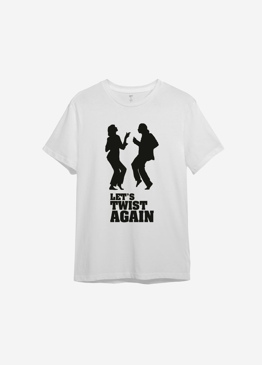 Біла всесезон футболка з принтом "let’s twist again" ТiШОТКА