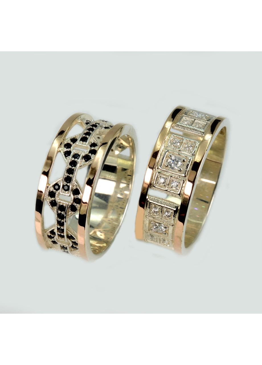 Пара серебряных обручек с пластинами золота Silver Style (367112910)