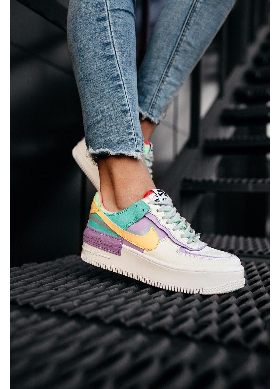 КРОССОВКИ ЖЕНСКИЕ NIKE AIR FORCE 1 SHADOW PALE IVORY 2 НАЙК АИР ФОРС 1 ПРЕМИУМ No Brand комбинированные демисезоны (367170335)