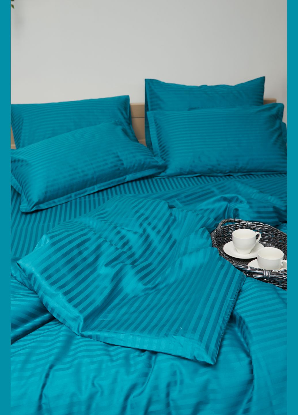 Комплект постельного белья полуторный 143х210 наволочки 4х70х70 Satin Stripe (MS-820000649) Moon&Star turkish blue (284416344)