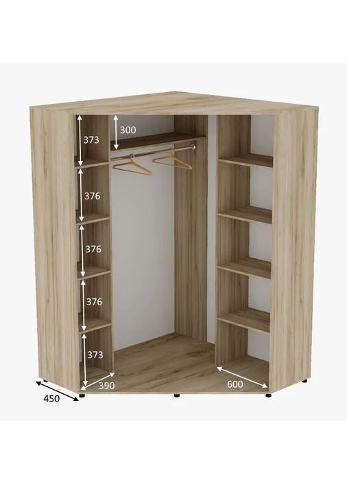 Шкаф-купе двухдверный угловой Алекса ДСП/Зеркало 130*130*200 см Дуб крафт серый Алекса (384303232)