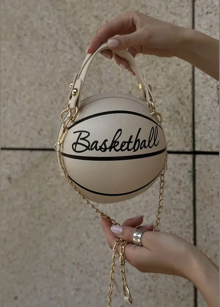 Жіноча біла кругла сумка BASKETBALL м'яч на ланцюжку No Brand (299279311)