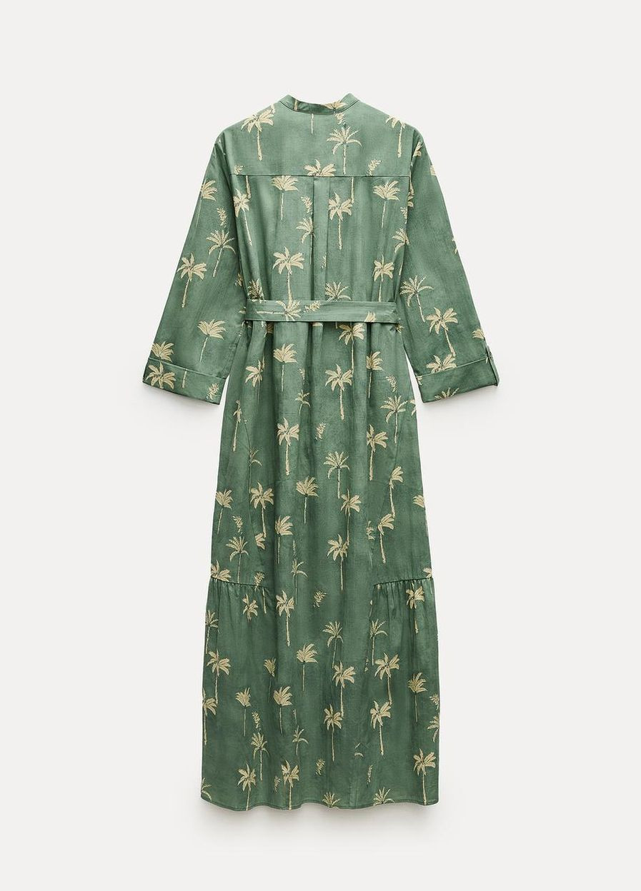 Зеленое праздничный сукня Zara с цветочным принтом