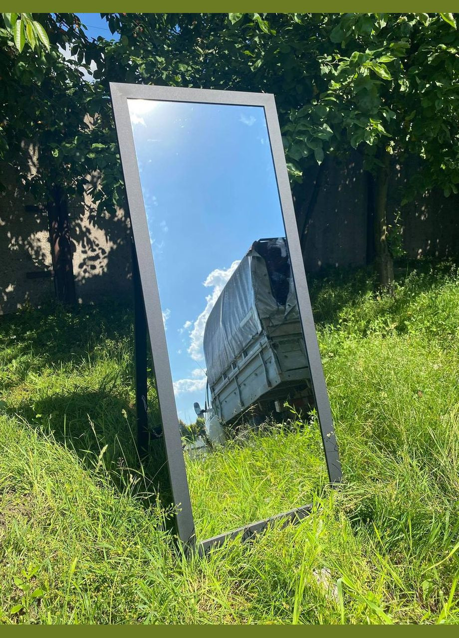 Дзеркало ростове в прямій рамі чорного кольору на ніжці 160 х 60 см No Brand (333823531)