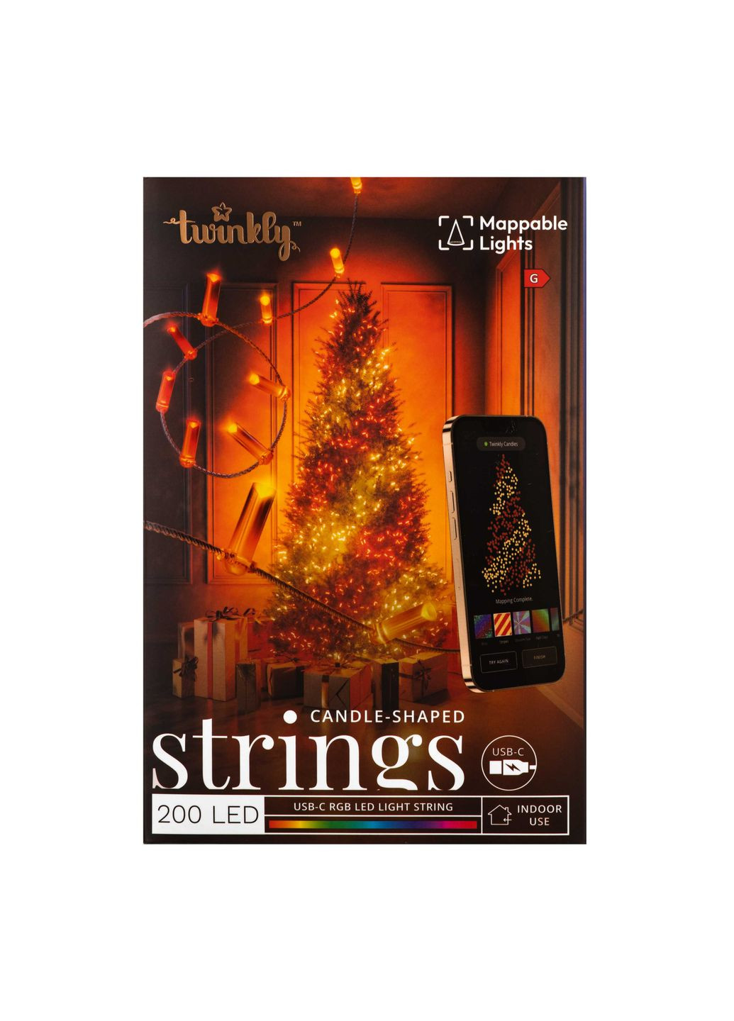 Гирлянда Smart LED Strings Candle RGB 200 IP20 12м USBC кабель прозрачный без БП Twinkly (315719257)