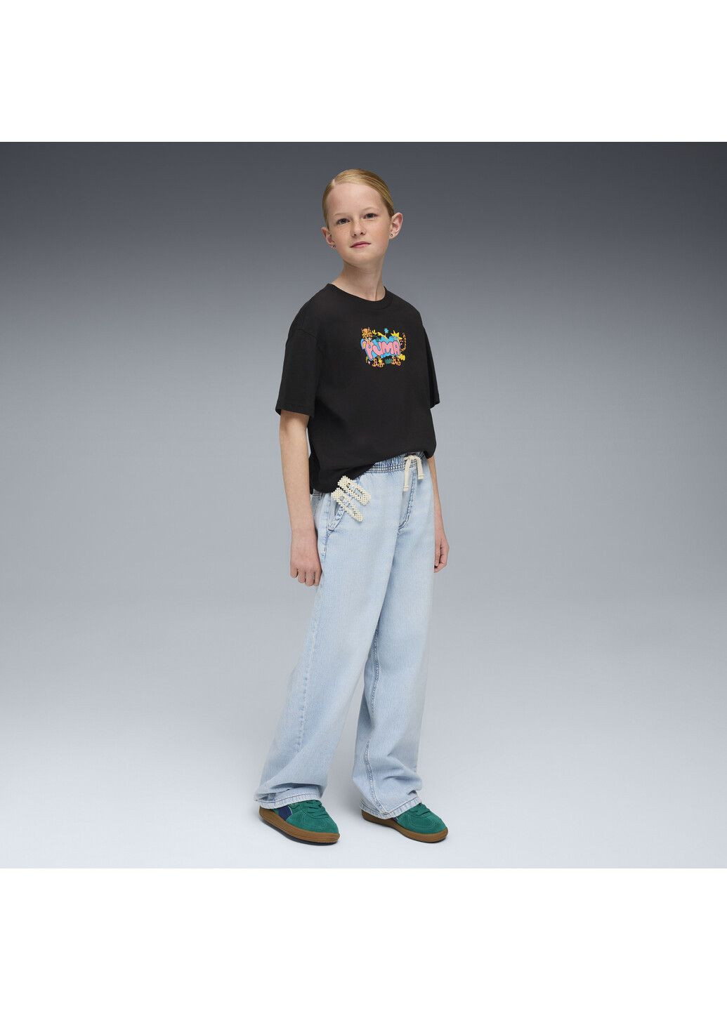 Чорна демісезонна дитяча футболка graphic leopard tee youth Puma