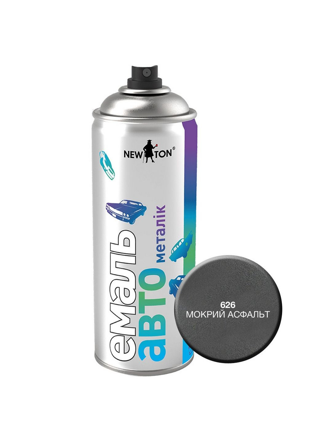 Автоэмаль металлик 626 Мокрый асфальт,4 л New Ton (289461457)