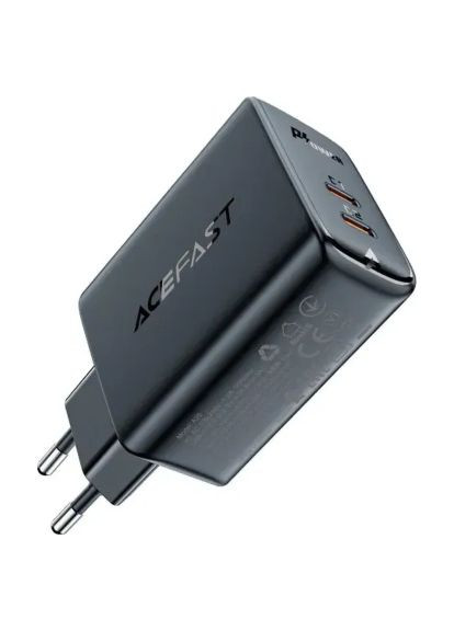 Зарядний пристрій (6974316281443) Acefast 2xUSB 50W (USB-C+USB-C) Gan A29 Fast Charger Black (370018577)