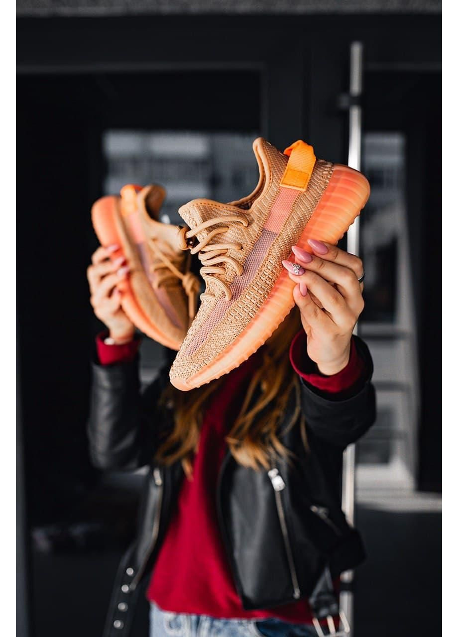 Помаранчеві Осінні кросівки чоловічі adidas yeezy boost 350 v2 clay адідас ізі буст No Brand