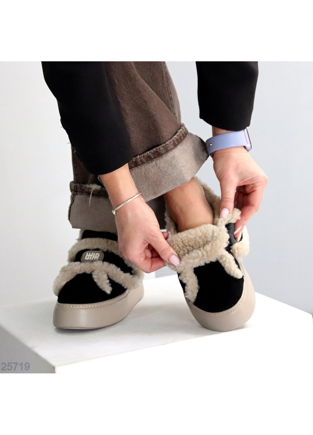 No Brand Зимові автоледі чорний з натуральна замша, — зима (368375863)