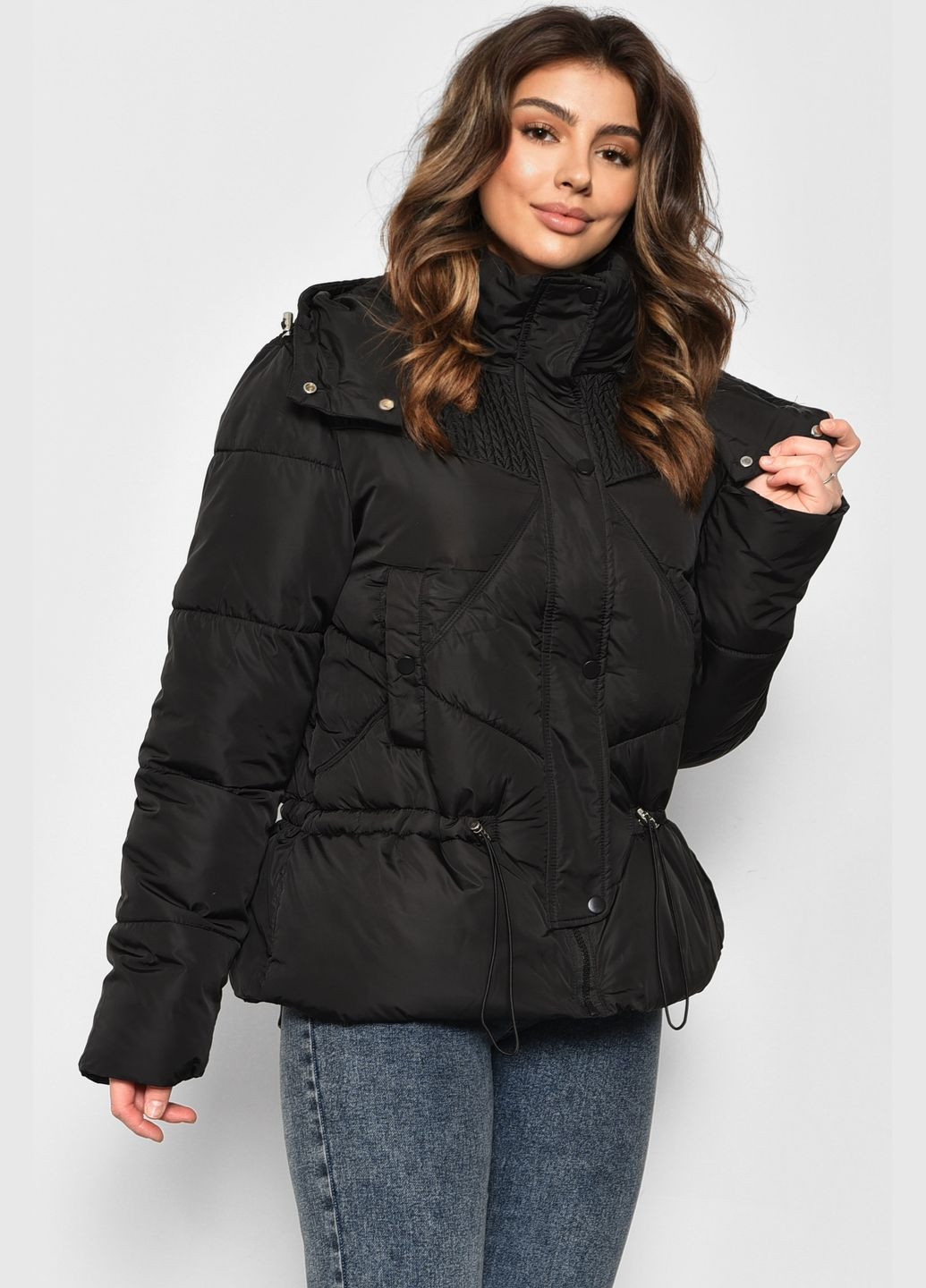 Черная зимняя куртка женская еврозима черного цвета Let's Shop