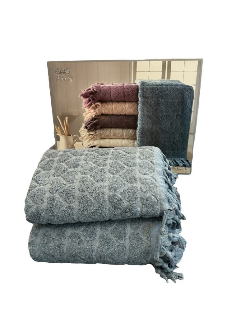 Набор полотенец Gabrielle blue 50x100; 85x150 Maison D'or сердечки голубой