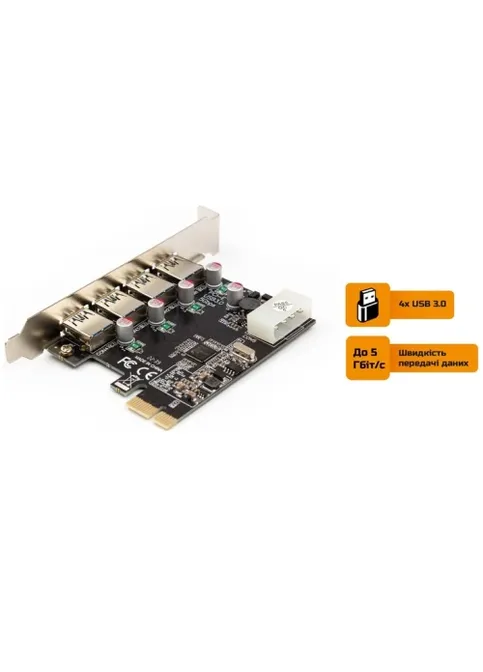 Плата расширения PCI-E x1, 4xUSB 3.0, чип NEC720201, питание Molex (ECF-PCIEtoUSB015) Frime (405081654)