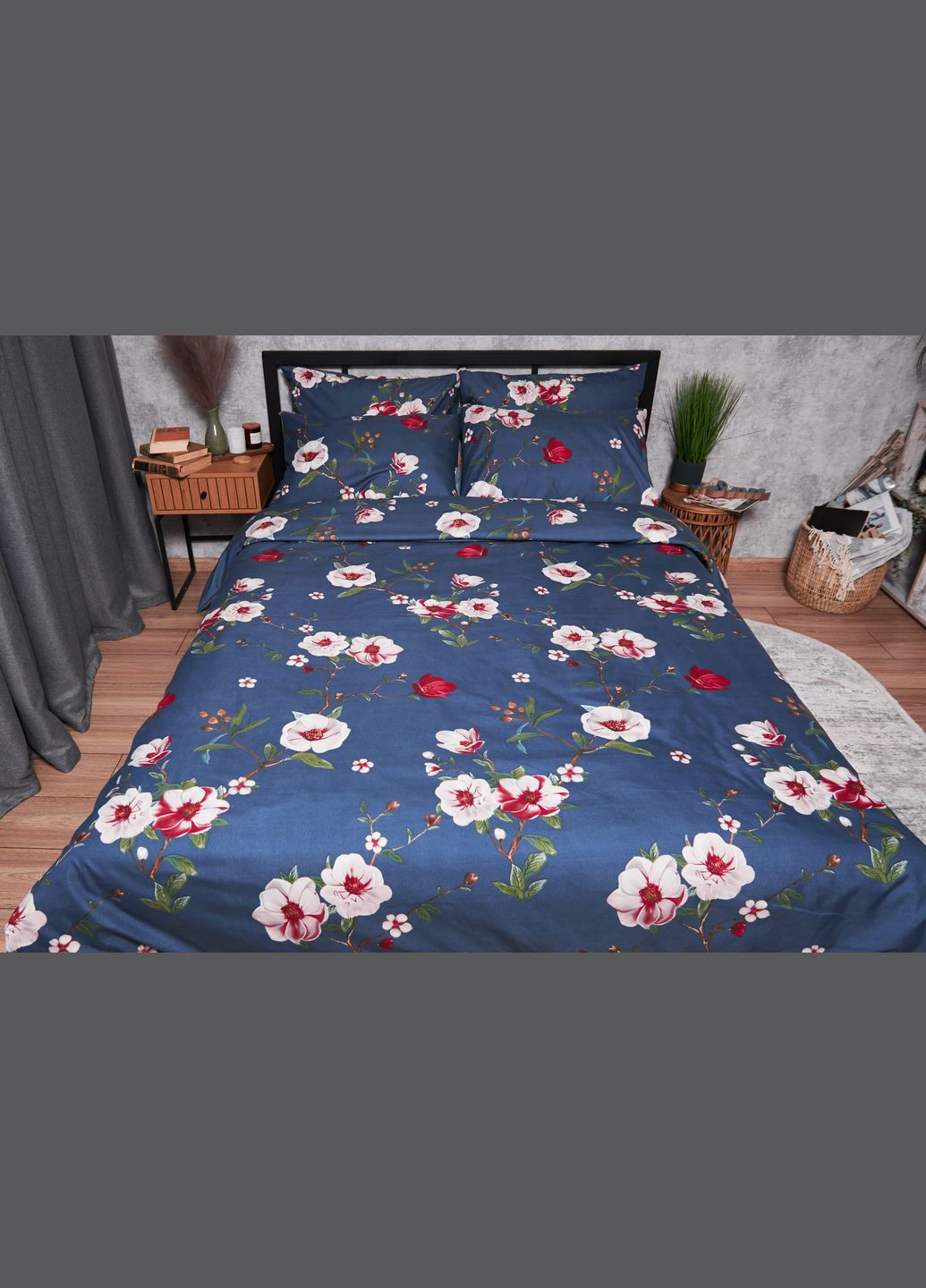 Комплект постільної білизни Полісатин Premium сімейний 143х210х2 наволочки 4х70х70 (MS-820003739) Moon&Star Bush Peony (288043321)