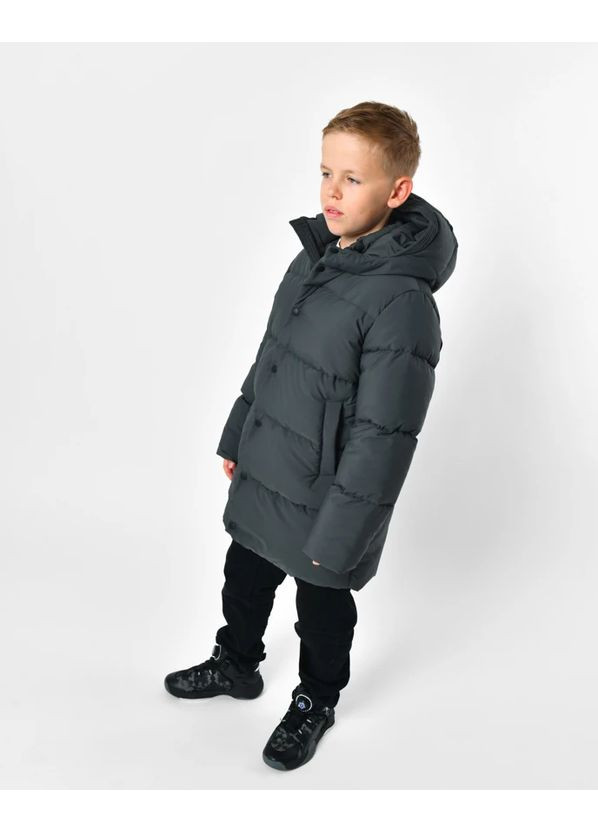 Графітова зимовий пуховик для хлопчика 8373-29 графітовий X-Woyz