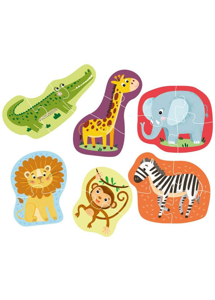 Детский пазл Дикие животные DoDo 300153, 2-3-4 элемента DoDo Toys (369787948)