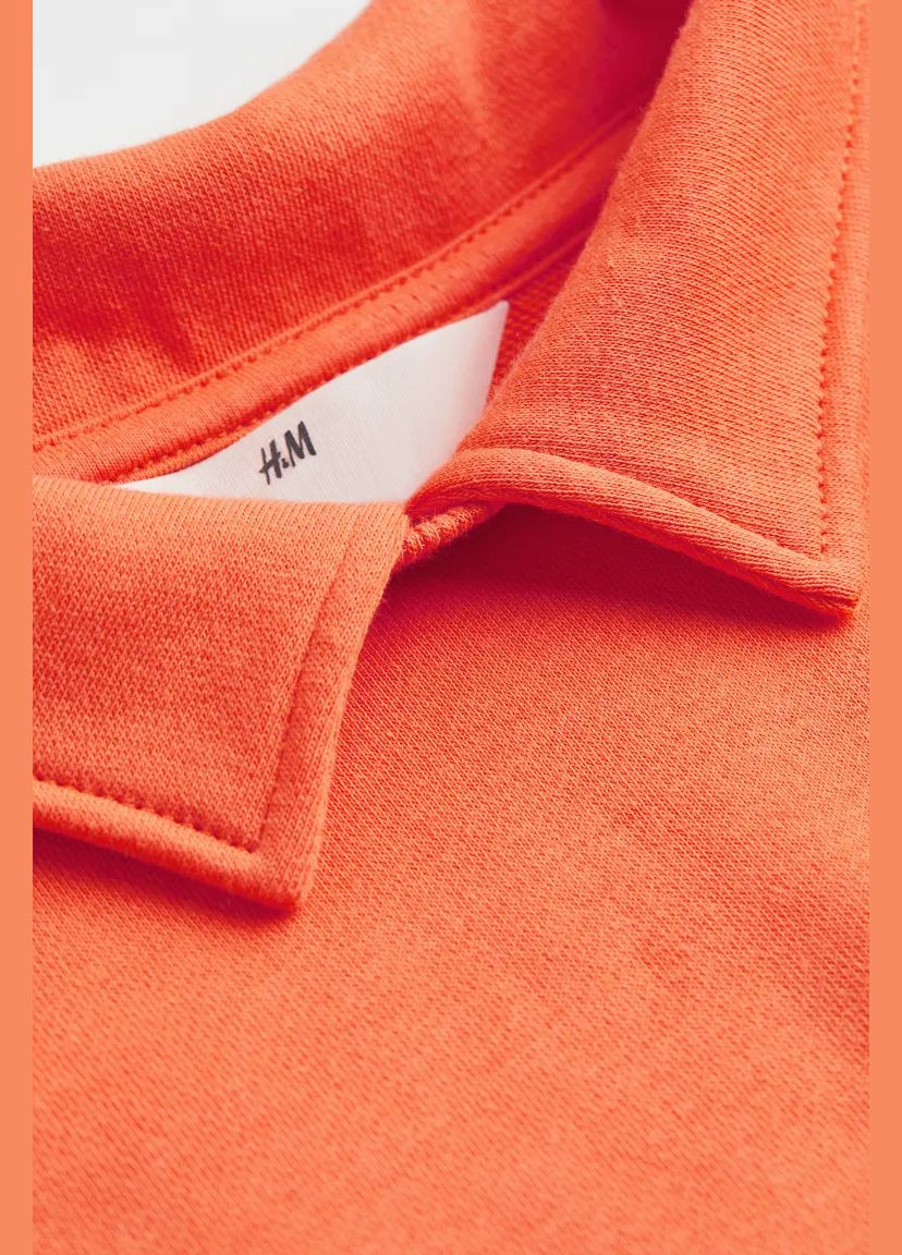 H&M свитшот укороченный для девочки 1126691-009 однотонный оранжевый спортивный, повседневный, кэжуал хлопок, эластан