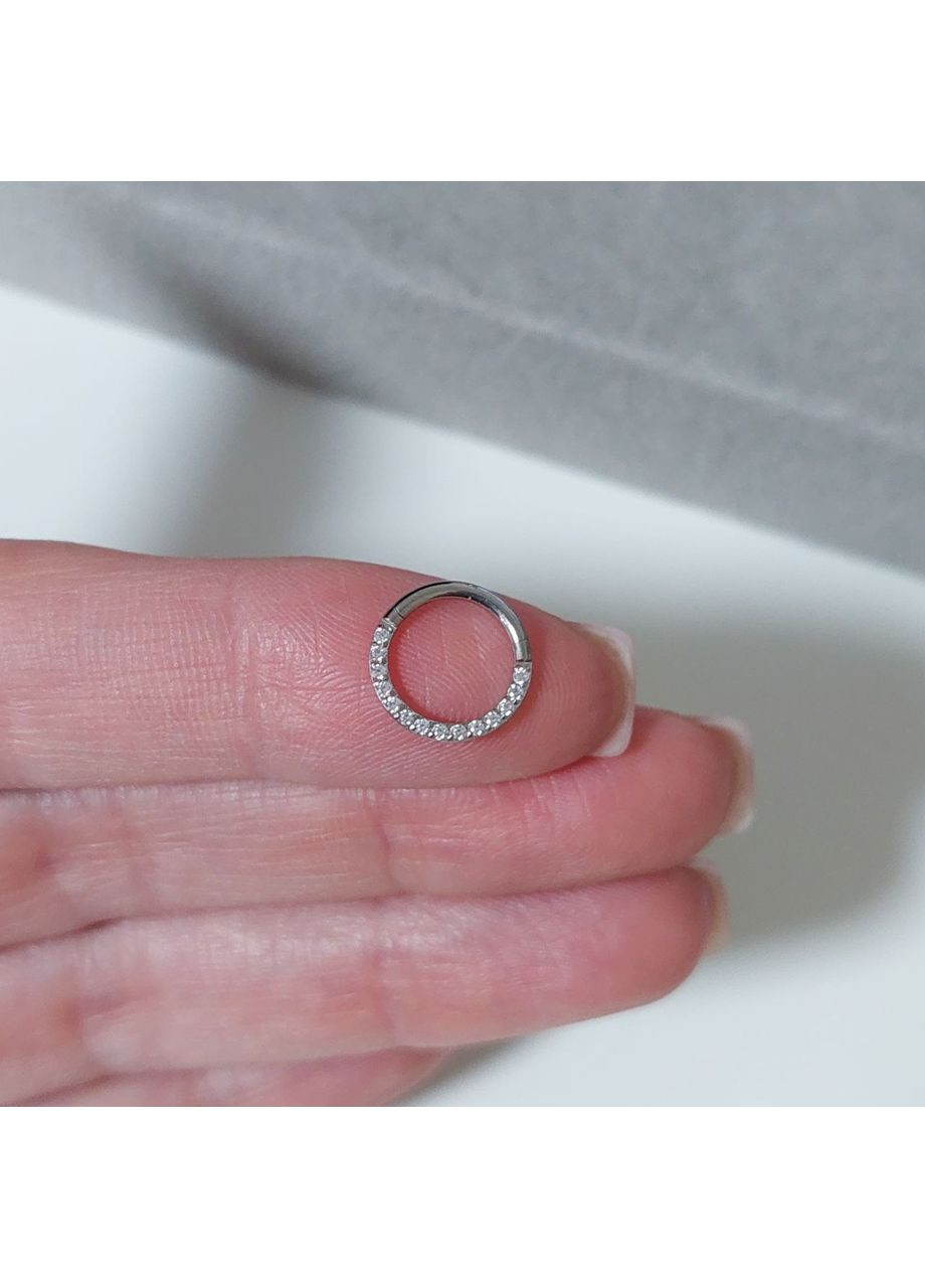 Сережка кільце для пірсингу 8 мм сталь 316L MK1300-2 срібний DeKolie (361318144)