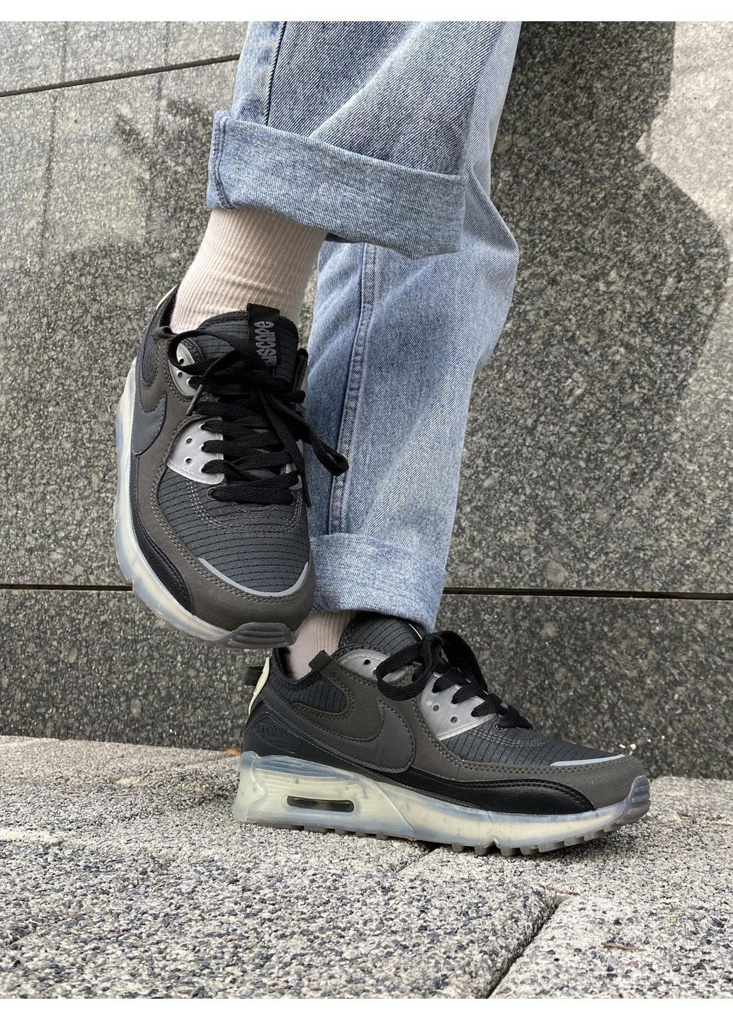 КРОССОВКИ ЖЕНСКИЕ NIKE AIR MAX TERRASCAPE 90 BLACK GREY НАЙК АИР МАКС ТН ПЛЮС No Brand серые демисезоны (368885076)