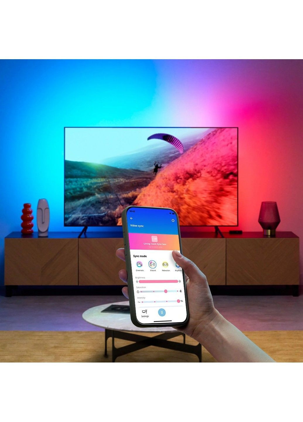 Набір адаптивного Ambilight підсвічування для телевізорів 75-85" HDMI Sync Box TV Backlight WiZ (371330833)