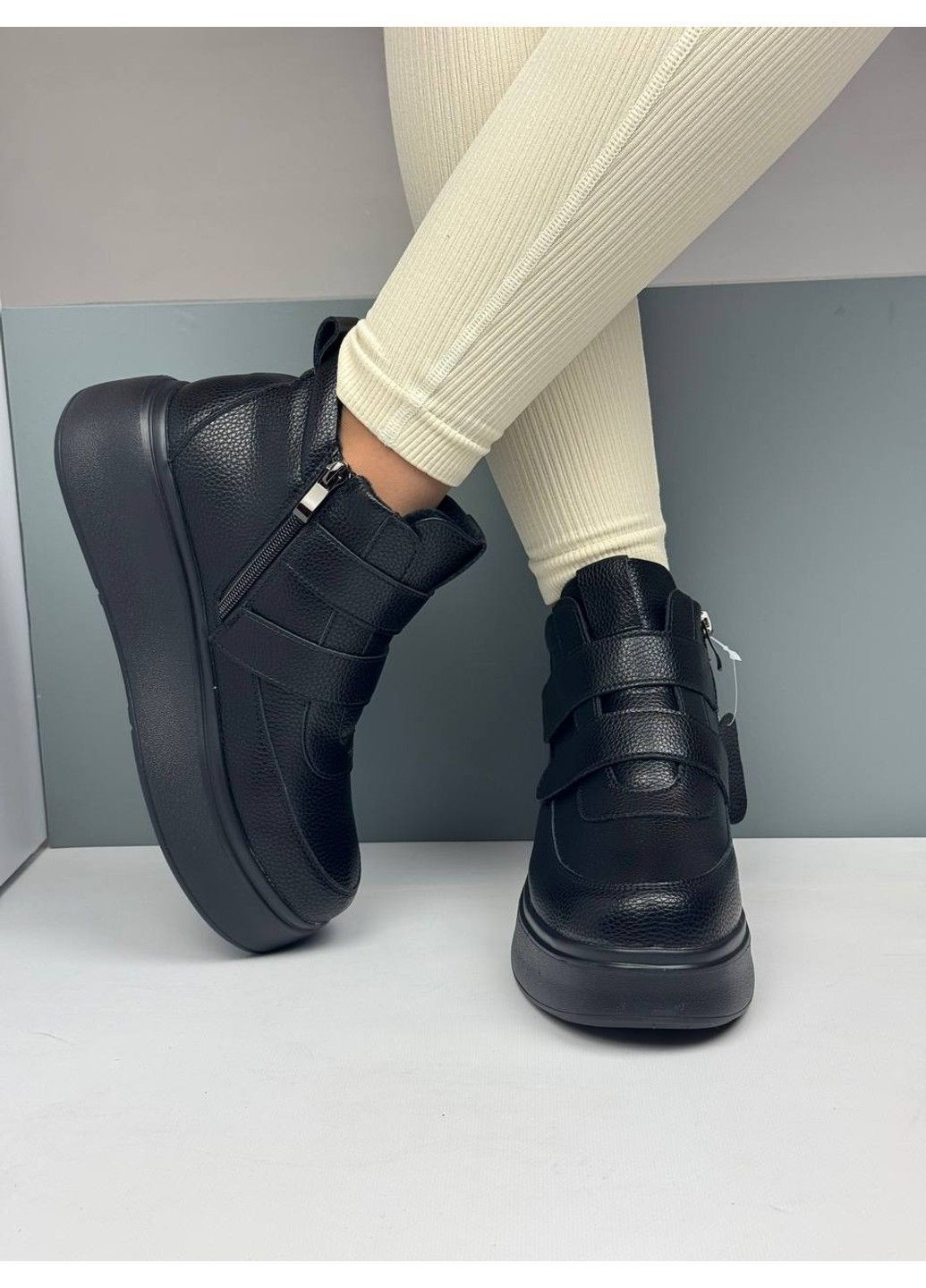 532 Черевики Зимові чорні шкіряні Yimeili (372384799)