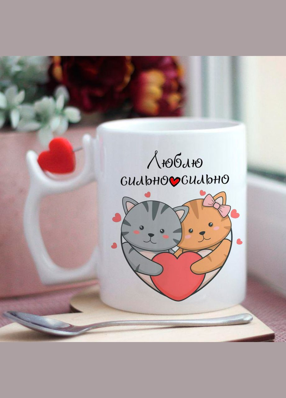 Чашка с котиками люблю сильно сильно No Brand (291876489)