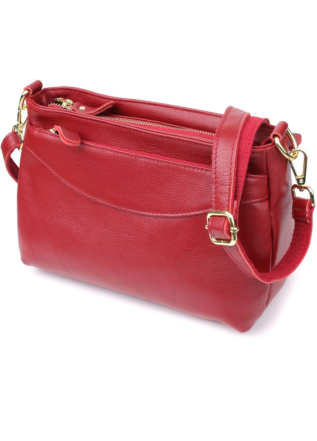 Сумка кросс-боди через плечо женская из натуральной кожи средняя Красный 38241 Vintage (355245181)