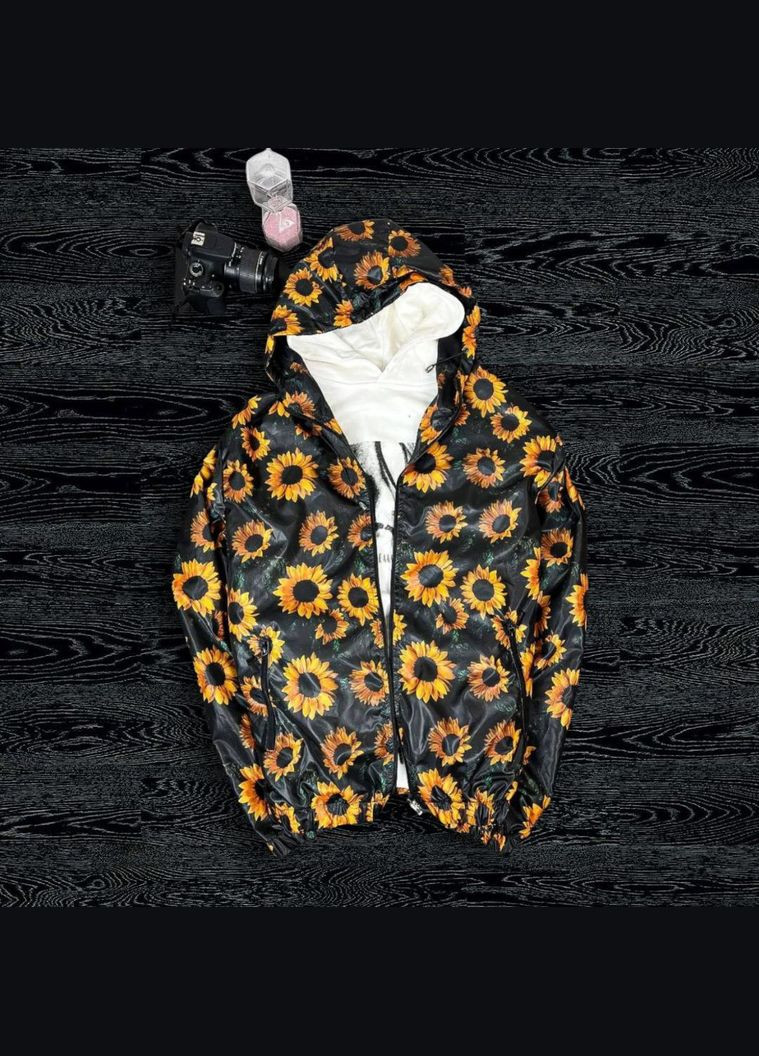Комбинированная демисезонная модная весенняя ветровка с подсолнухами No Brand