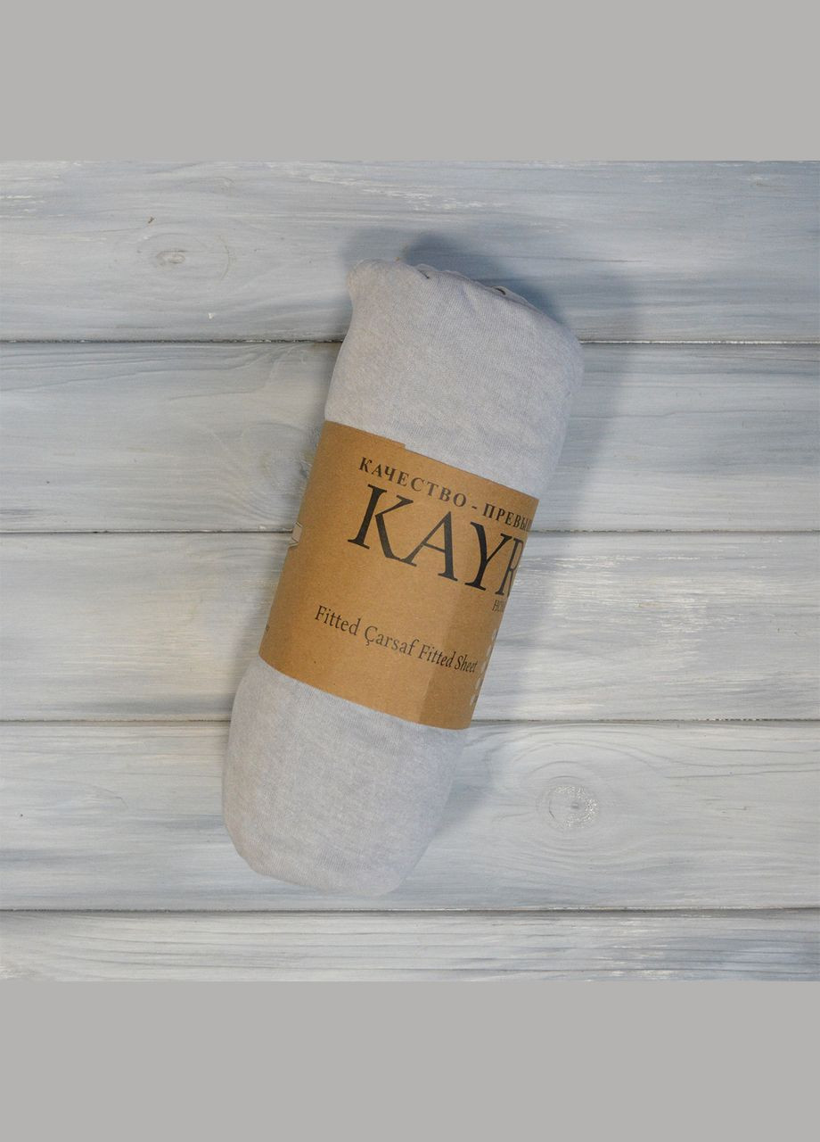 Простирадло 160х200+25см трикотаж на резинці світло-сіре Kayra (318387573)