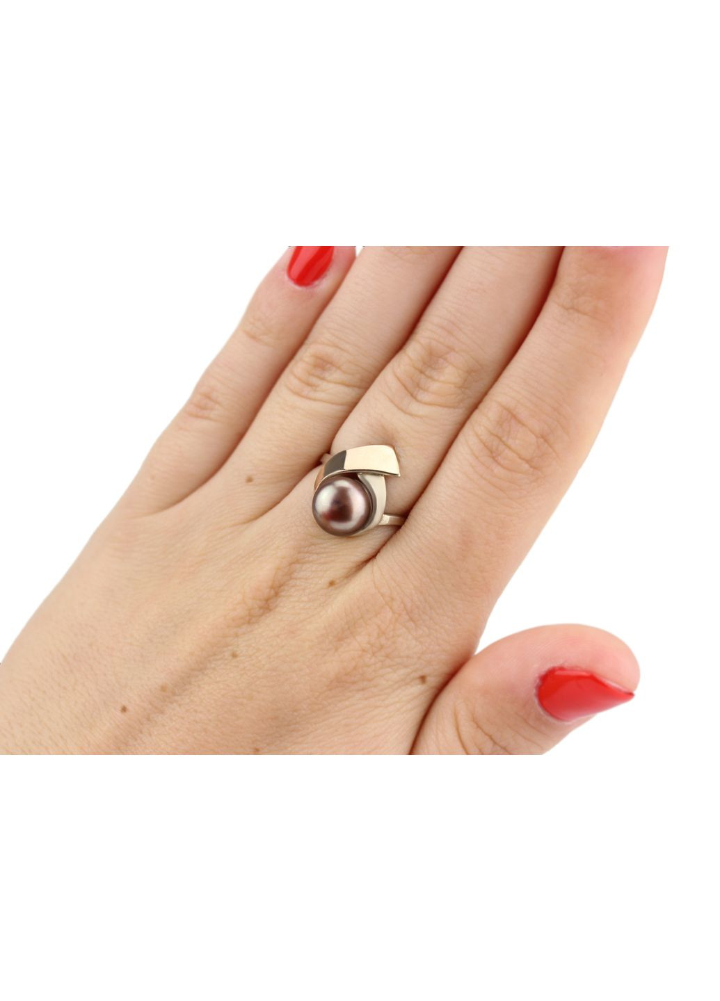 Кільце срібне із золотом та перлами 0002.10кч, розмір No Brand (317577479)