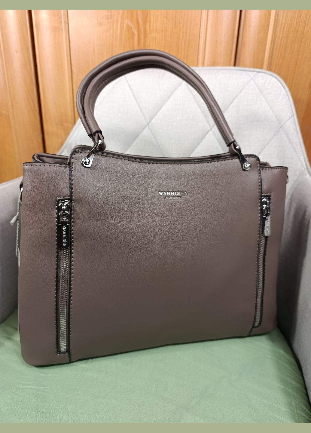 Женская сумка большая коричневая экокожа 860051 No Brand (321216027)