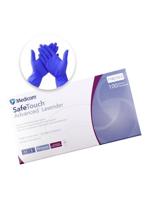 Перчатки нитриловые Safe Touch Lavender Medicom размер M (100 шт) цвет Лаванды. SafeTouch (306740620)